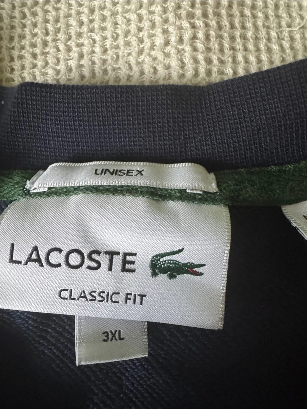 Lacoste Navy Crewneck Sweatshirt with Green Logo